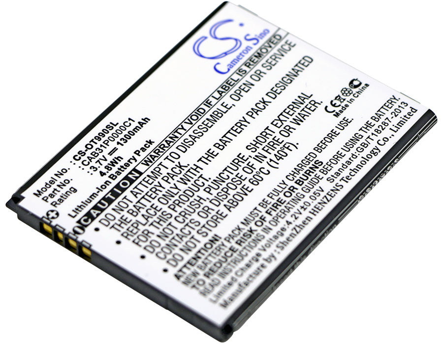 1300mAh Battery - CS-OT990SL / Li-ion / Volts: 3.7