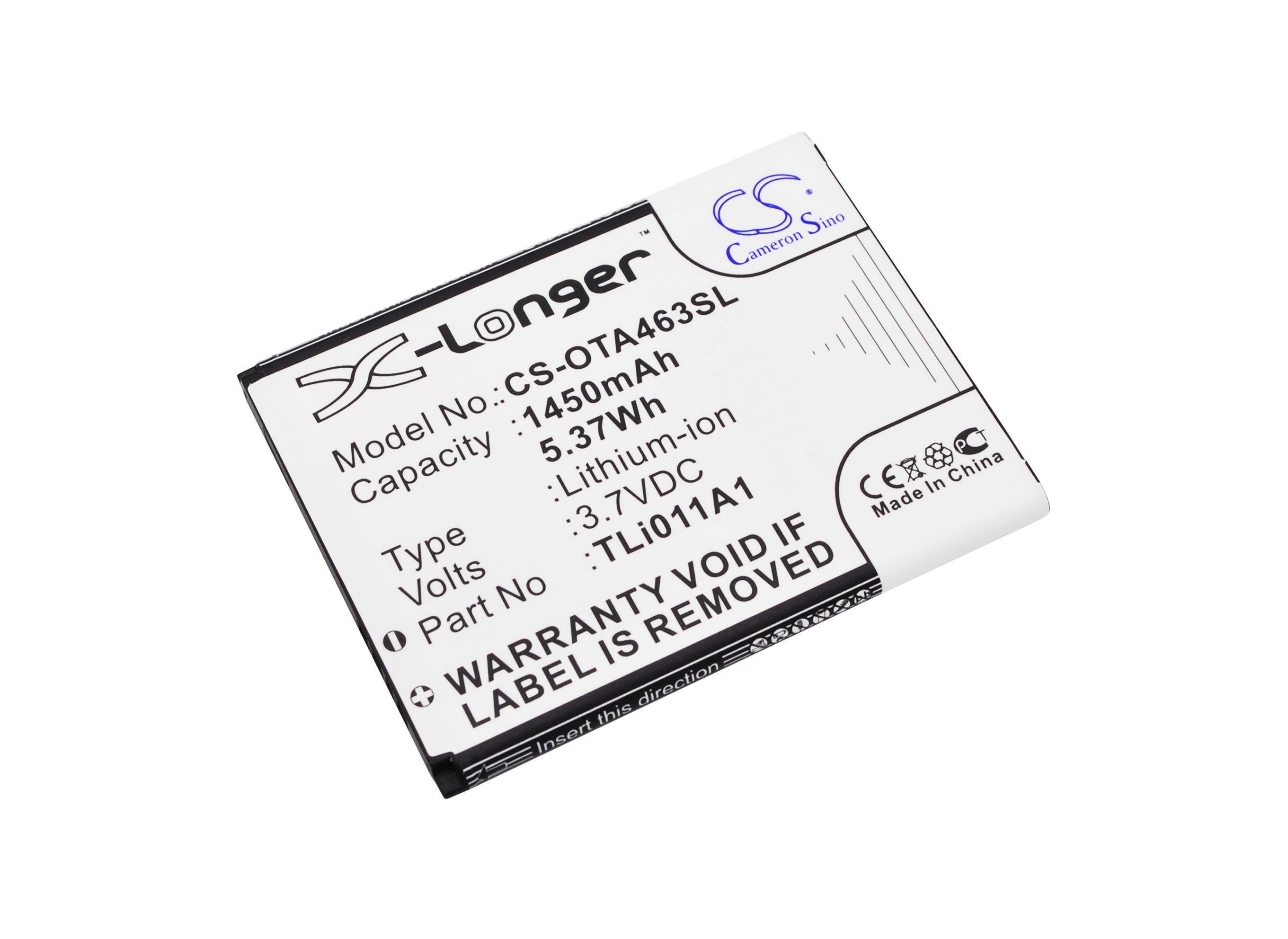 1450mAh Battery - CS-OTA463SL / Li-ion / Volts: 3.7