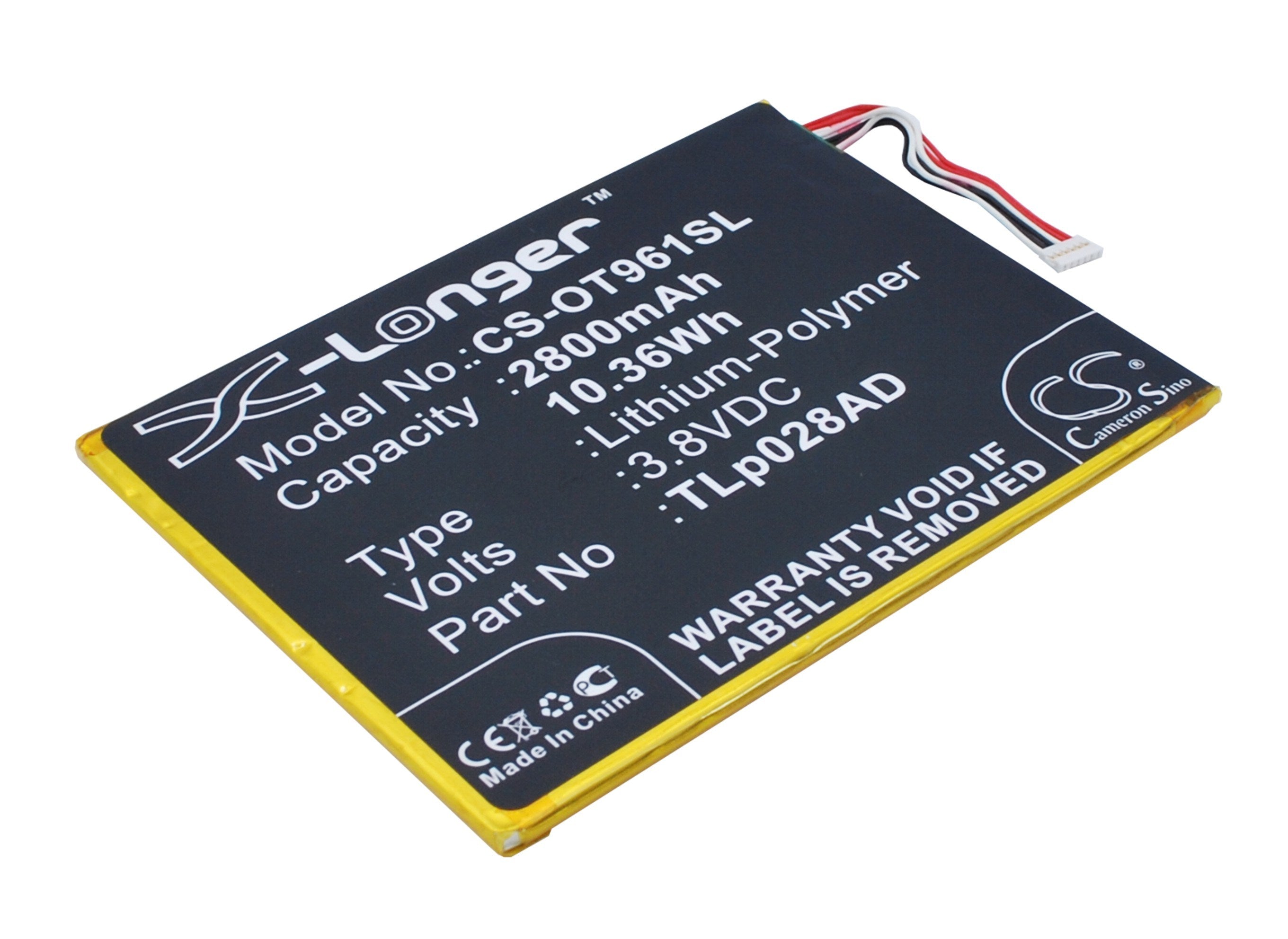 2800mAh Battery - CS-OT961SL / Li-Polymer / Volts: 3.8