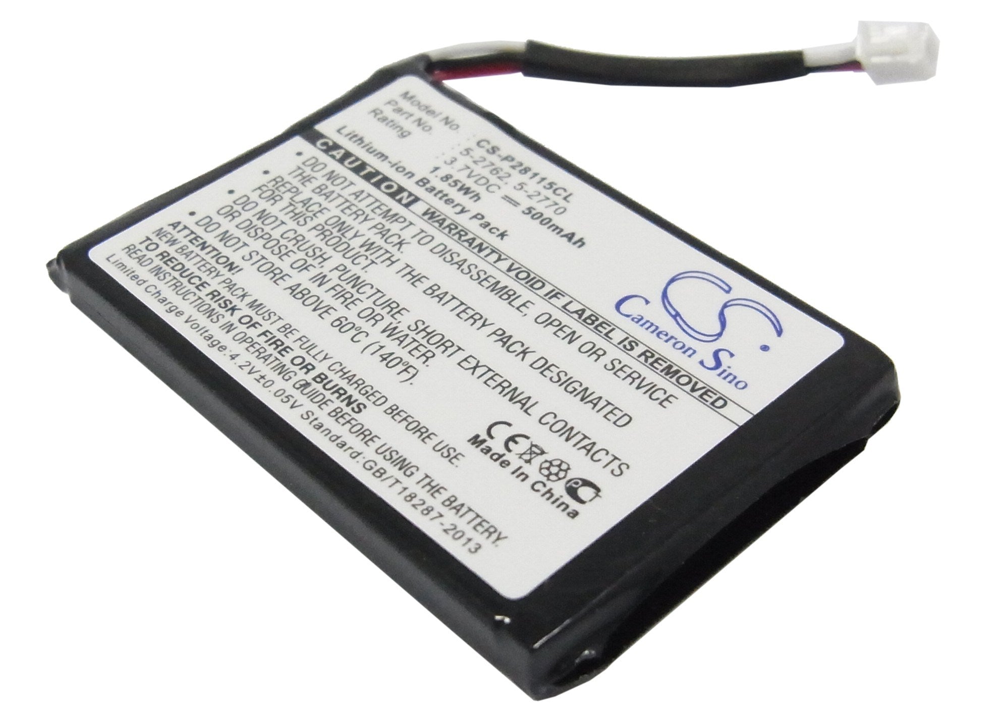 500mAh Battery - CS-P28115CL / Li-ion / Volts: 3.7