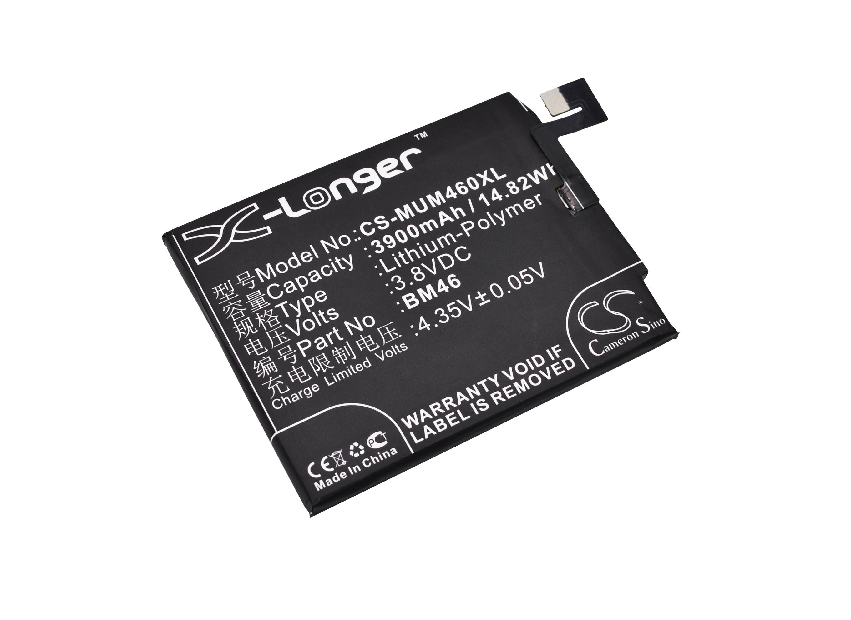 3900mAh Battery - CS-MUM460XL / Li-Polymer / Volts: 3.8