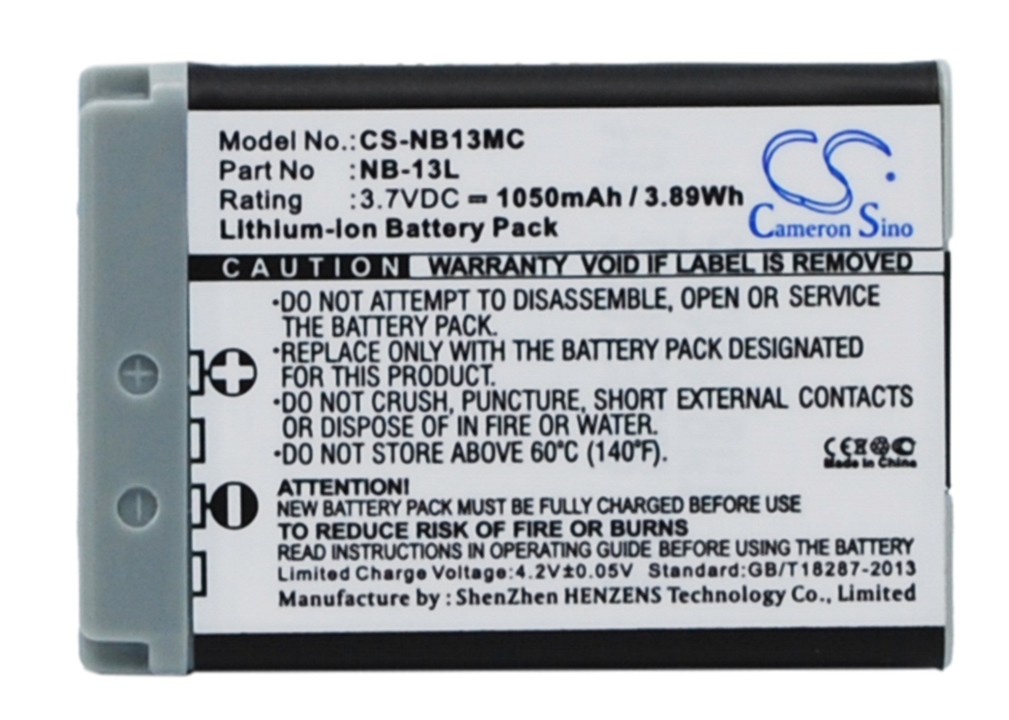 1050mAh Battery - CS-NB13MC / Li-ion / Volts: 3.7