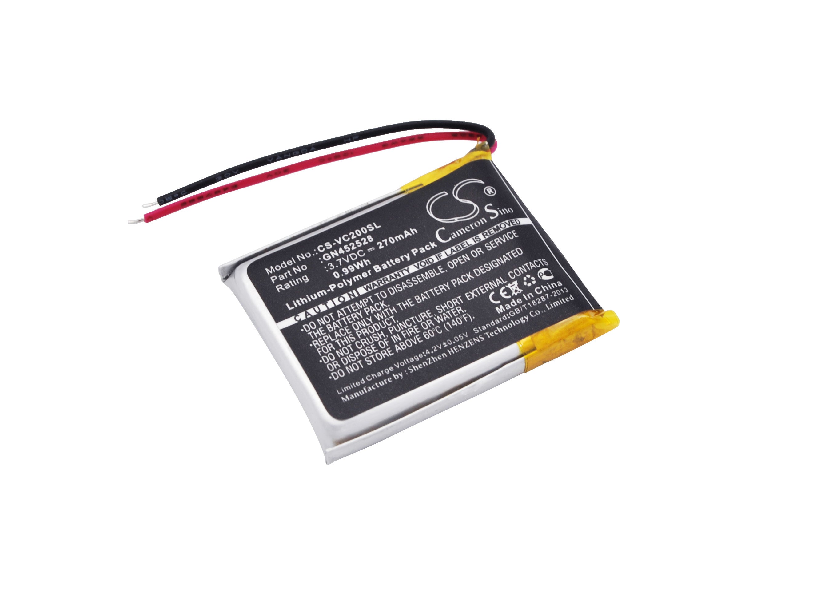 270mAh Battery - CS-VC200SL / Li-Polymer / Volts: 3.7