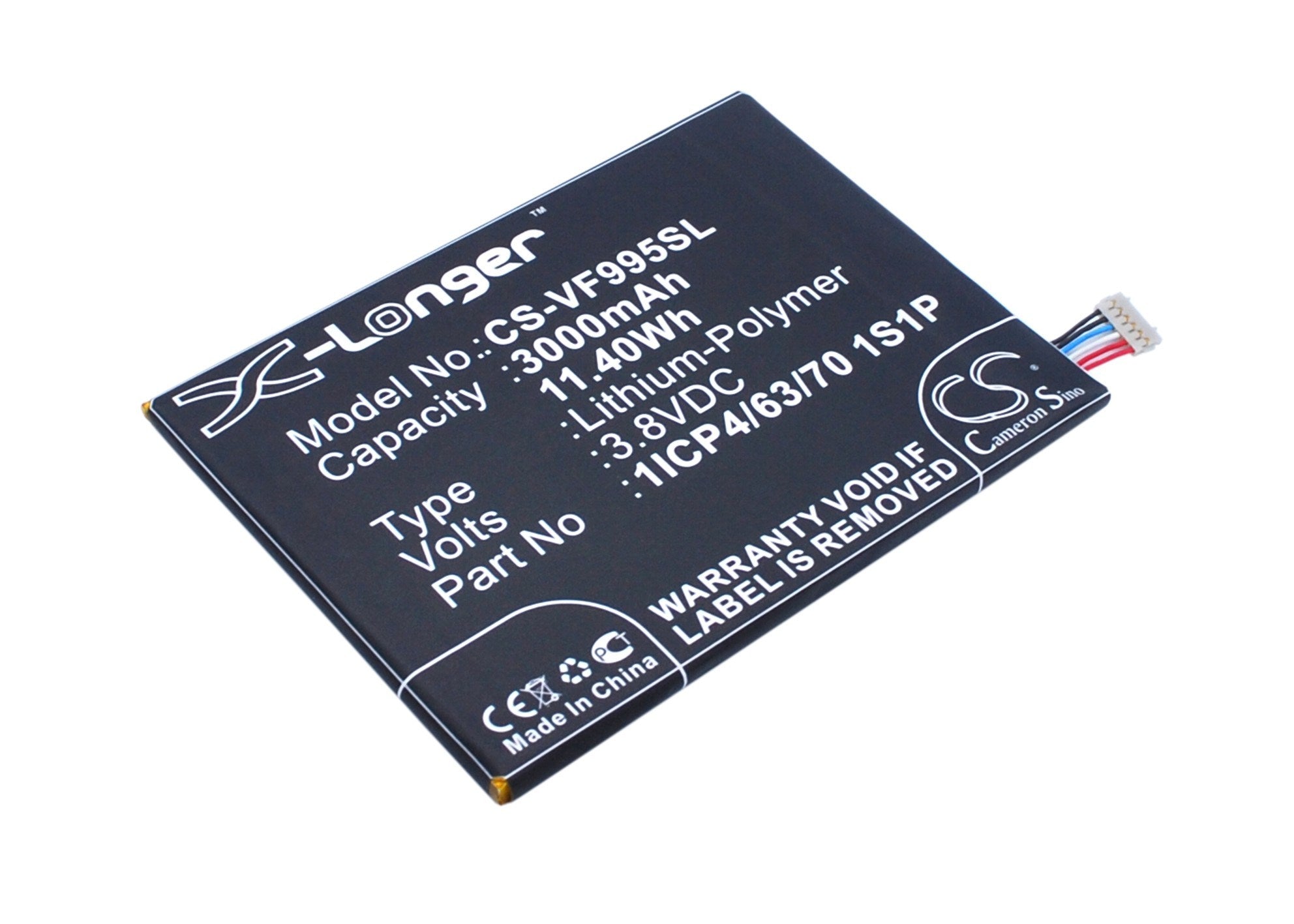 3000mAh Battery - CS-VF995SL / Li-Polymer / Volts: 3.8