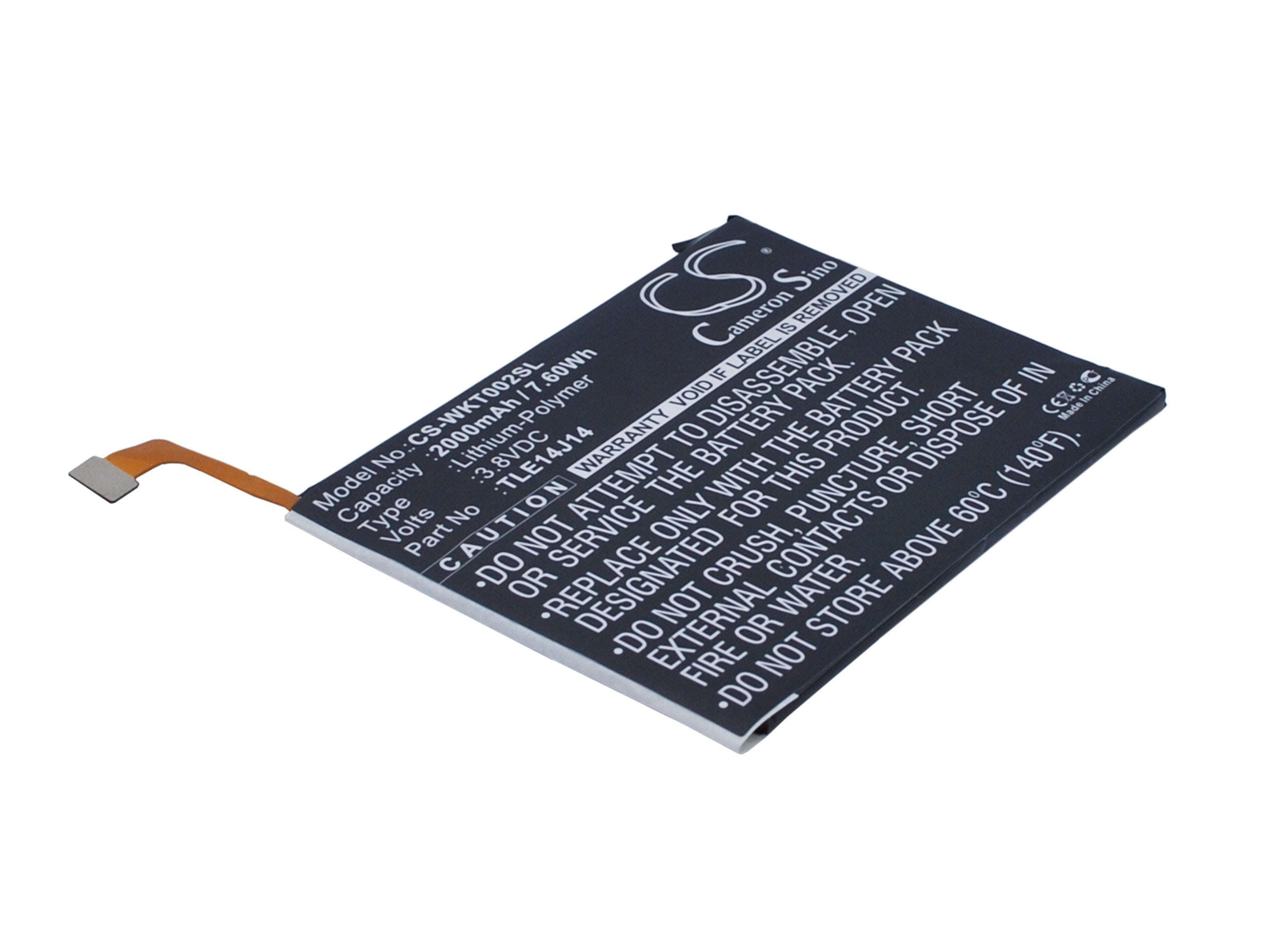 2000mAh Battery - CS-WKT002SL / Li-Polymer / Volts: 3.8