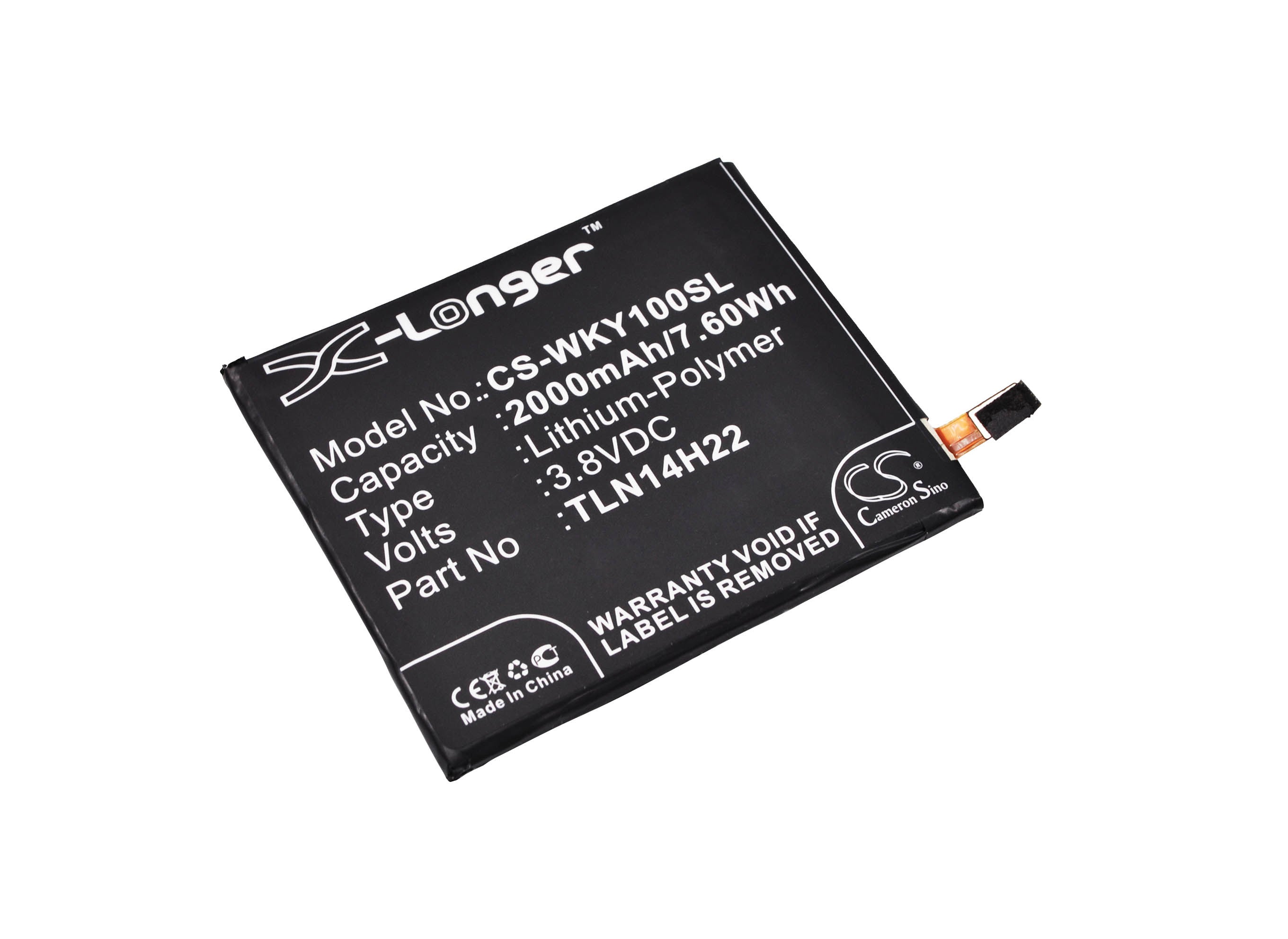 2000mAh Battery - CS-WKY100SL / Li-Polymer / Volts: 3.8