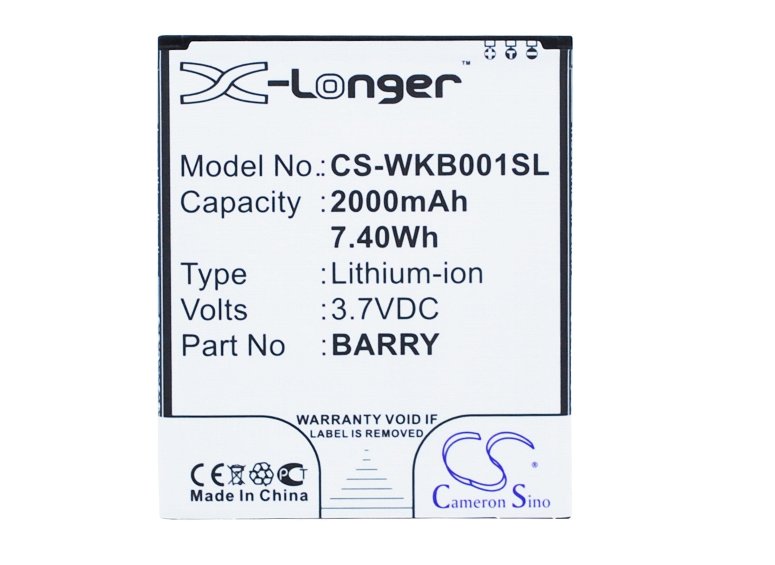 2000mAh Battery - CS-WKB001SL / Li-ion / Volts: 3.7