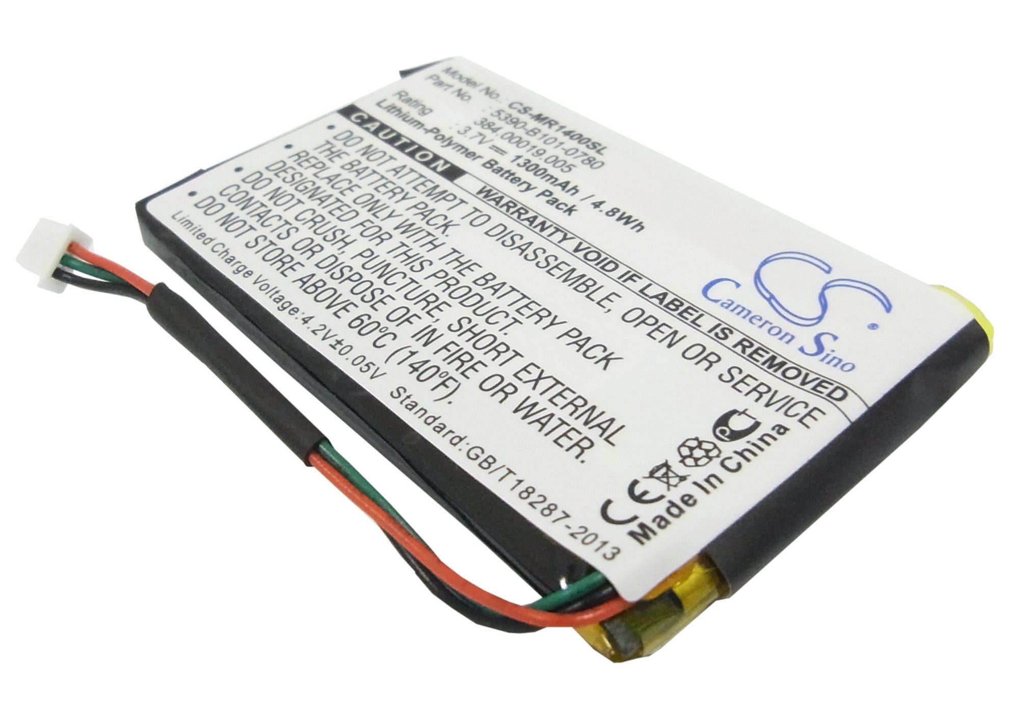 1300mAh Battery - CS-MR1400SL / Li-Polymer / Volts: 3.7
