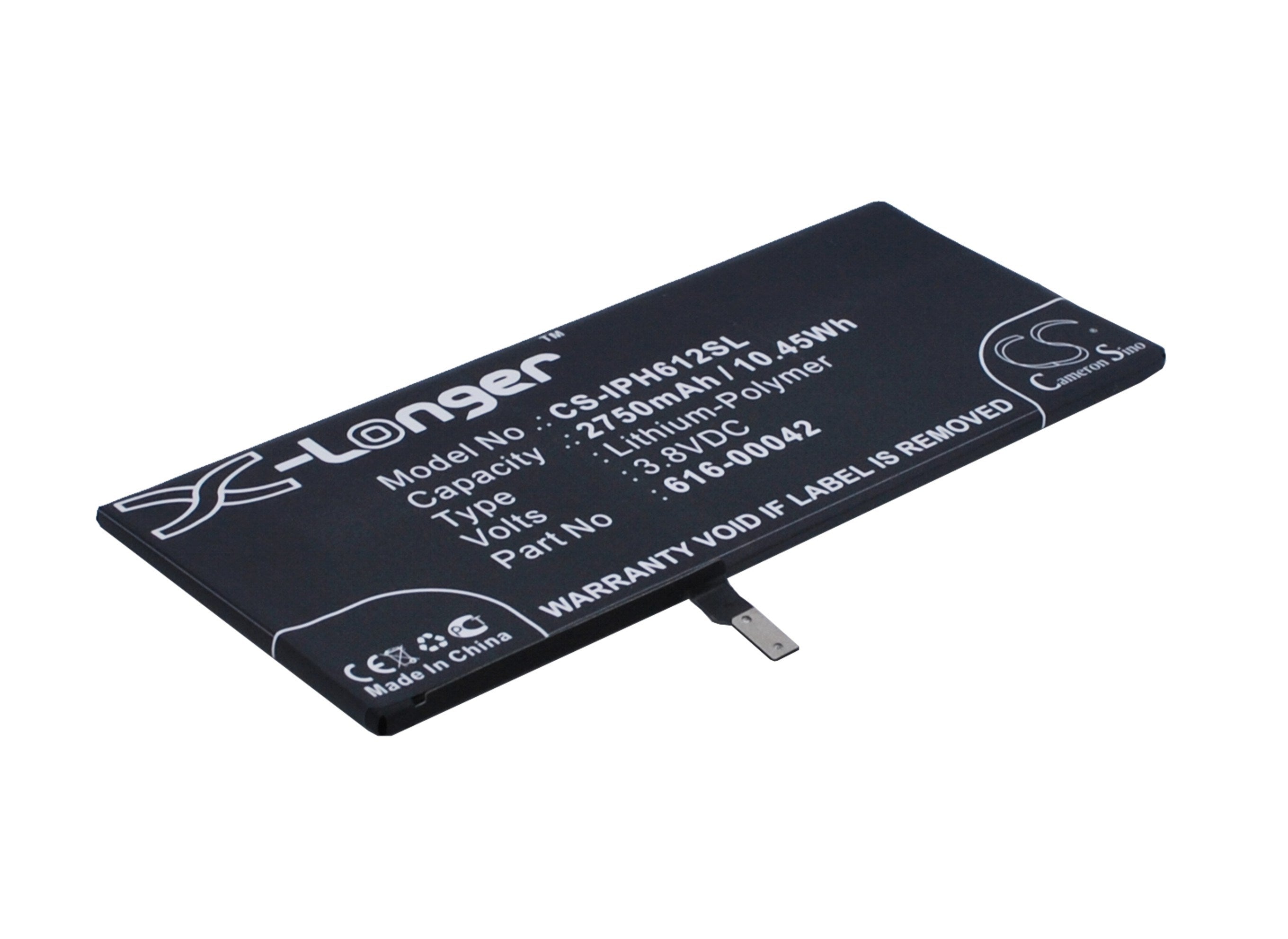 2750mAh Battery - CS-IPH612SL / Li-Polymer / Volts: 3.8V