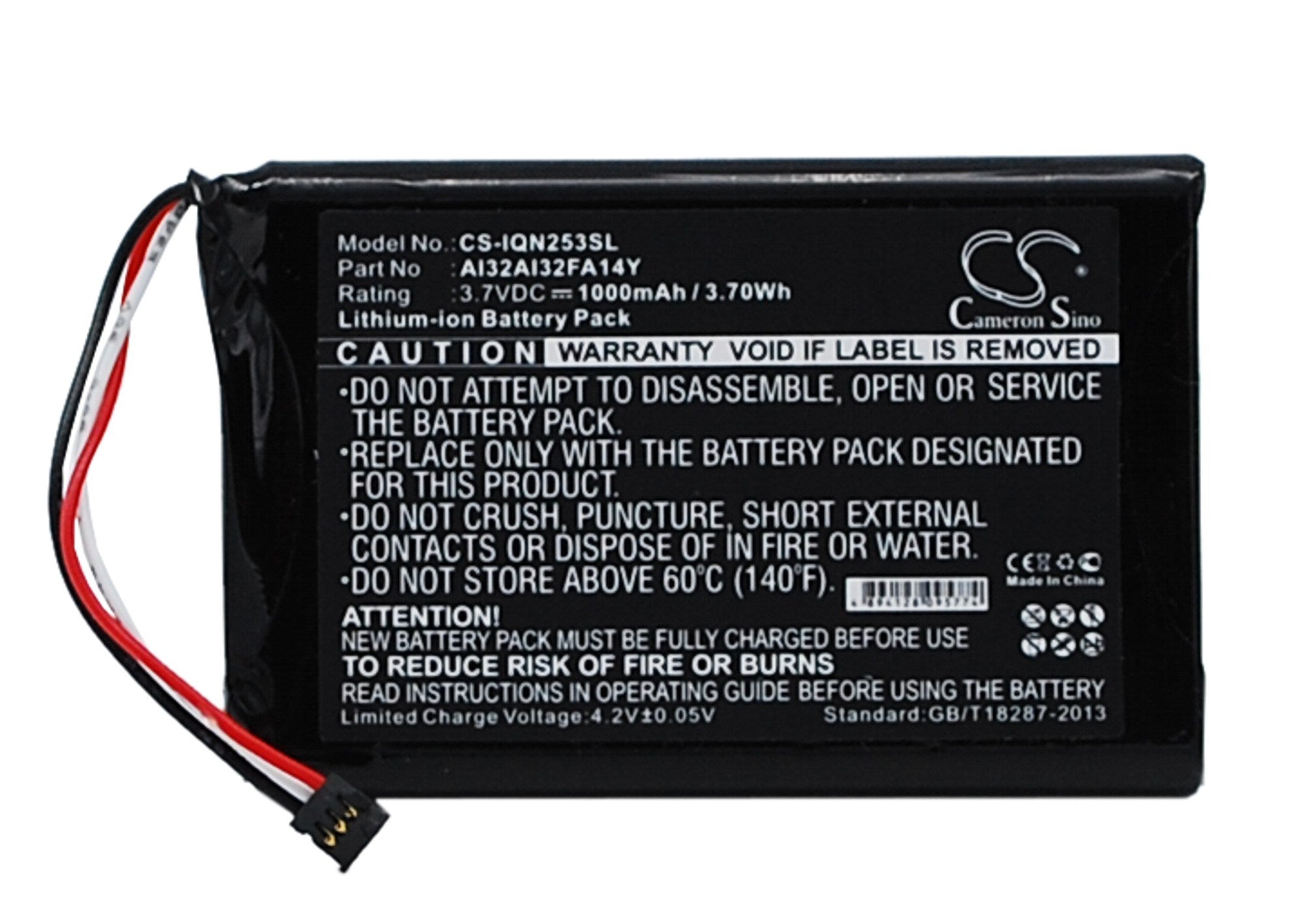 1000mAh Battery - CS-IQN253SL / Li-ion / Volts: 3.7