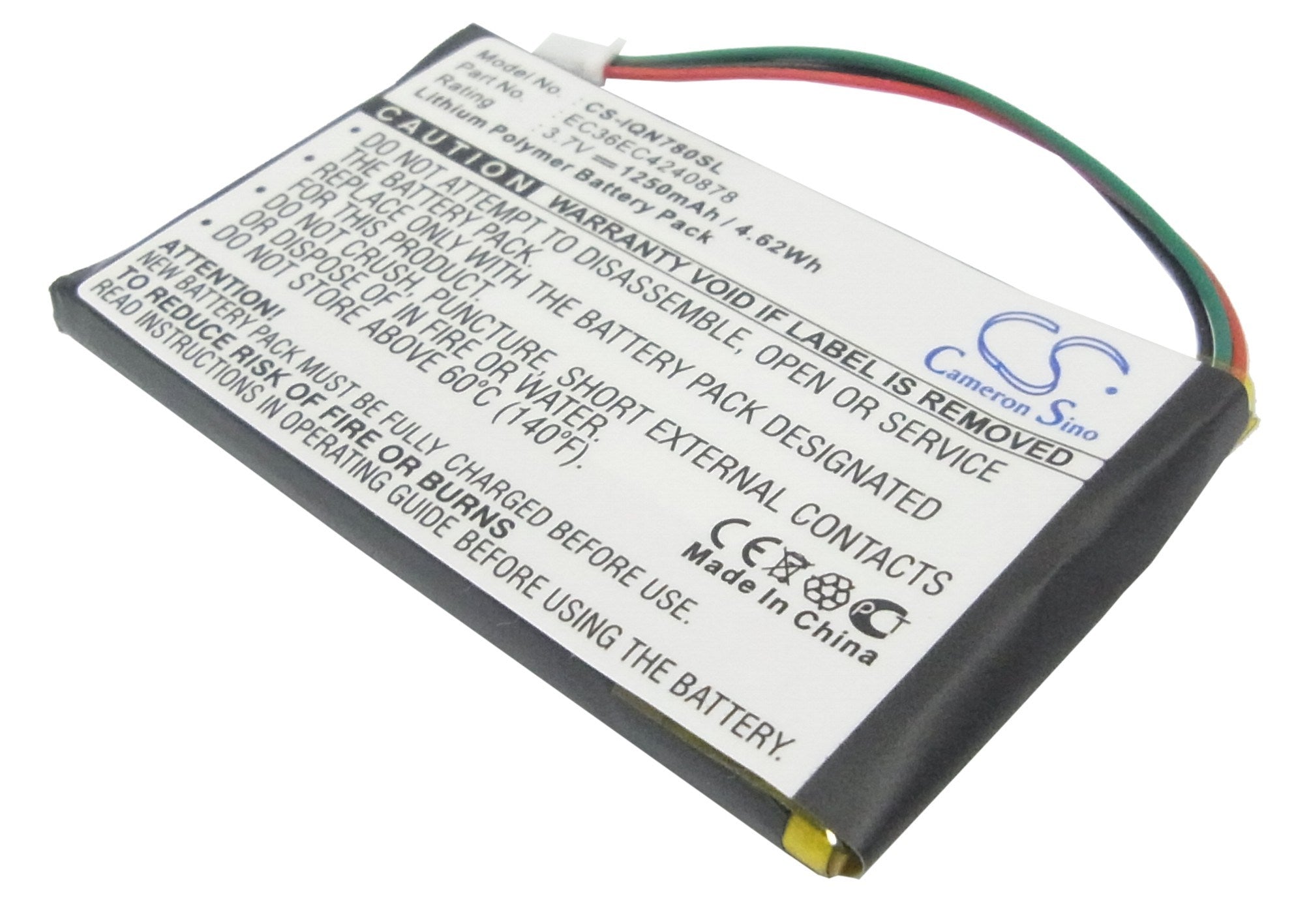 1250mAh Battery - CS-IQN780SL / Li-Polymer / Volts: 3.7