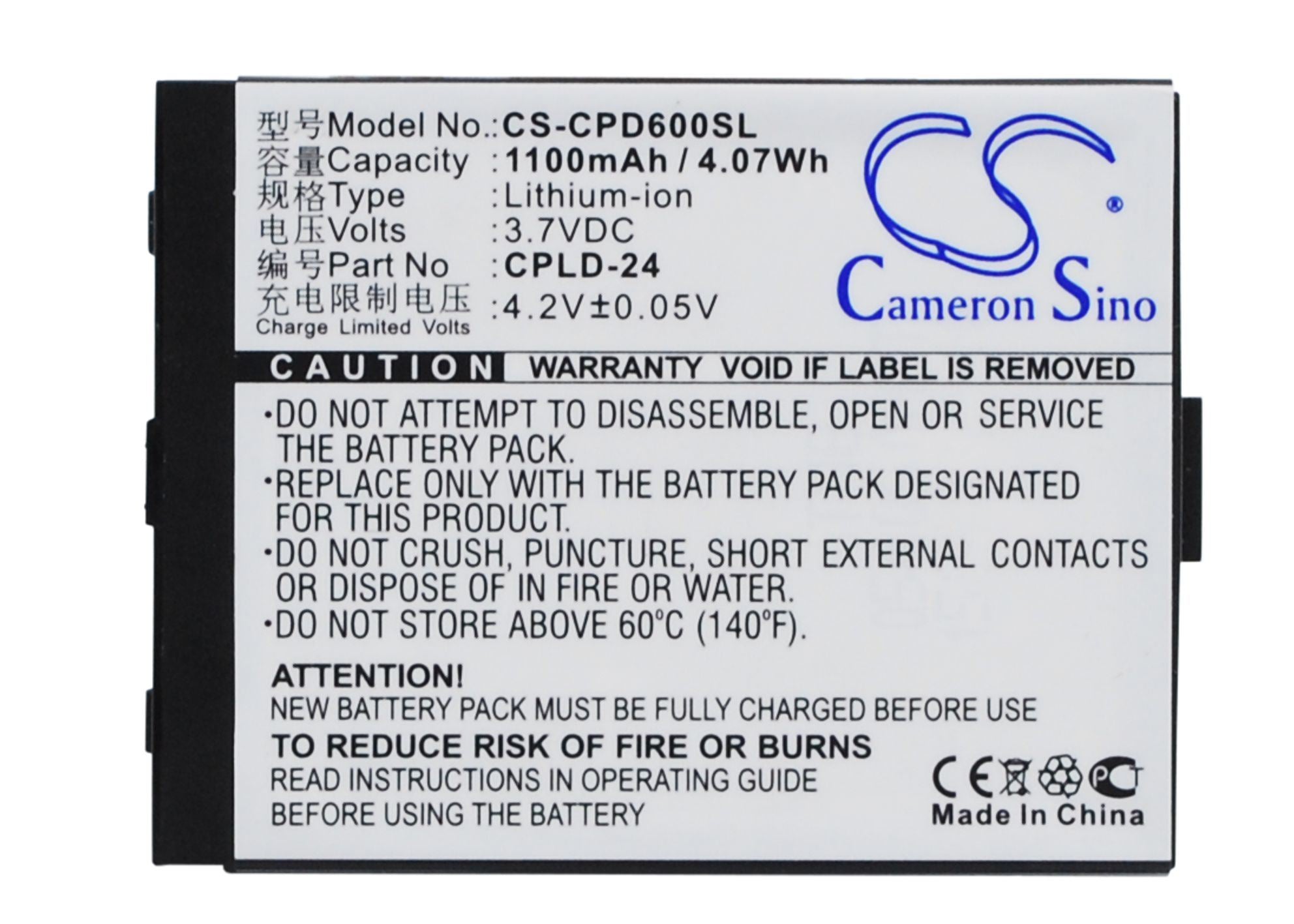 1100mAh Battery - CS-CPD600SL / Li-ion / Volts: 3.7