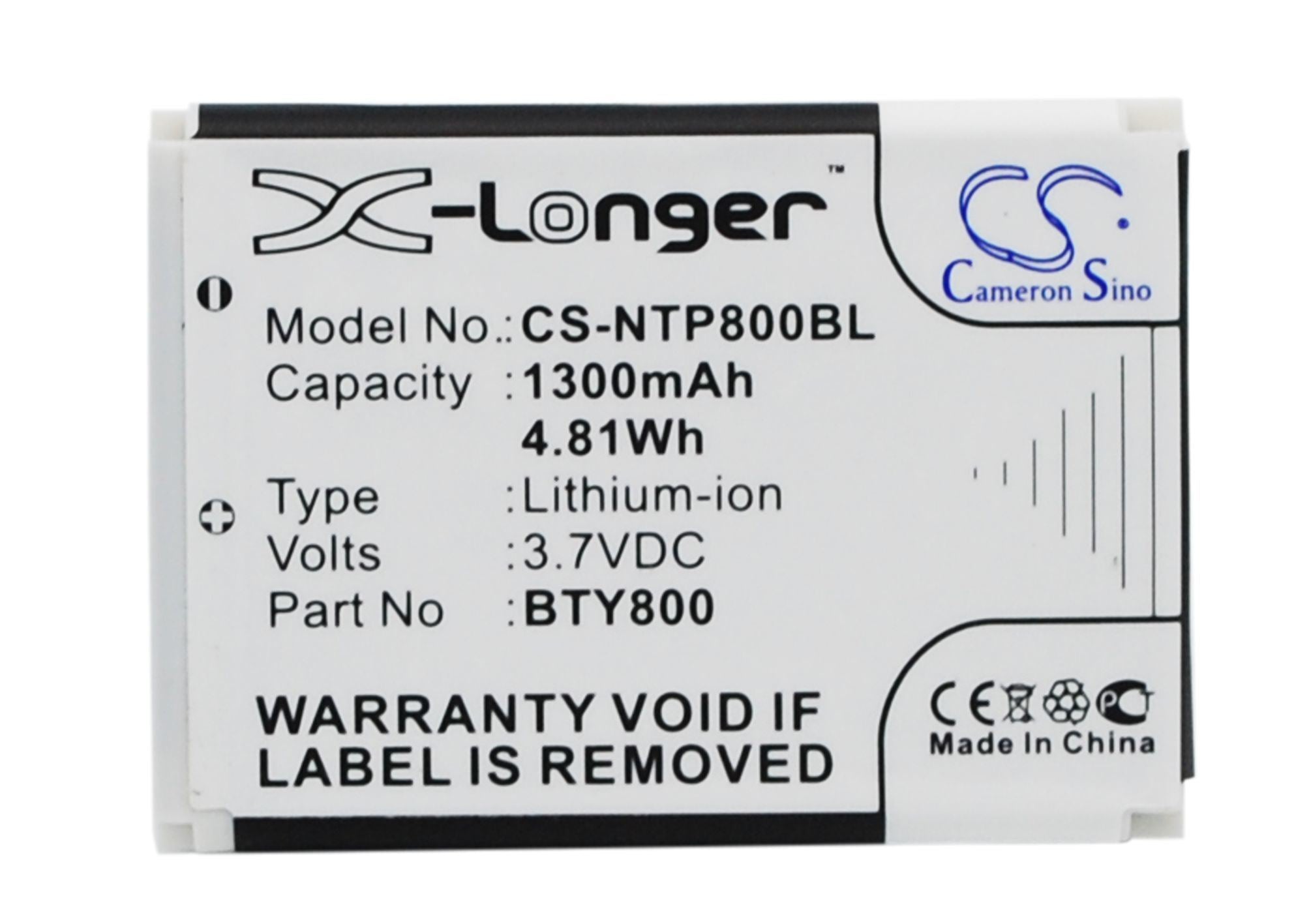 1300mAh Battery - CS-NTP800BL / Li-ion / Volts: 3.7