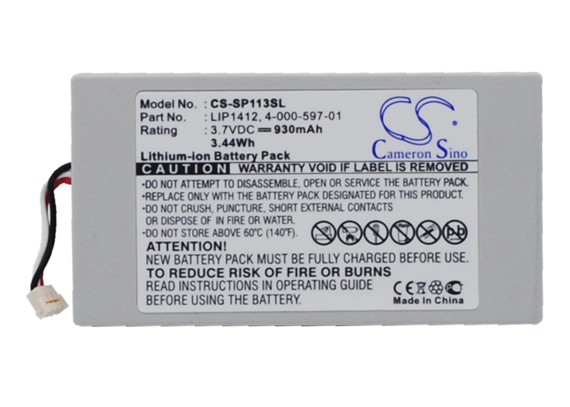 930mAh Battery - CS-SP113SL / Li-ion / Volts: 3.7