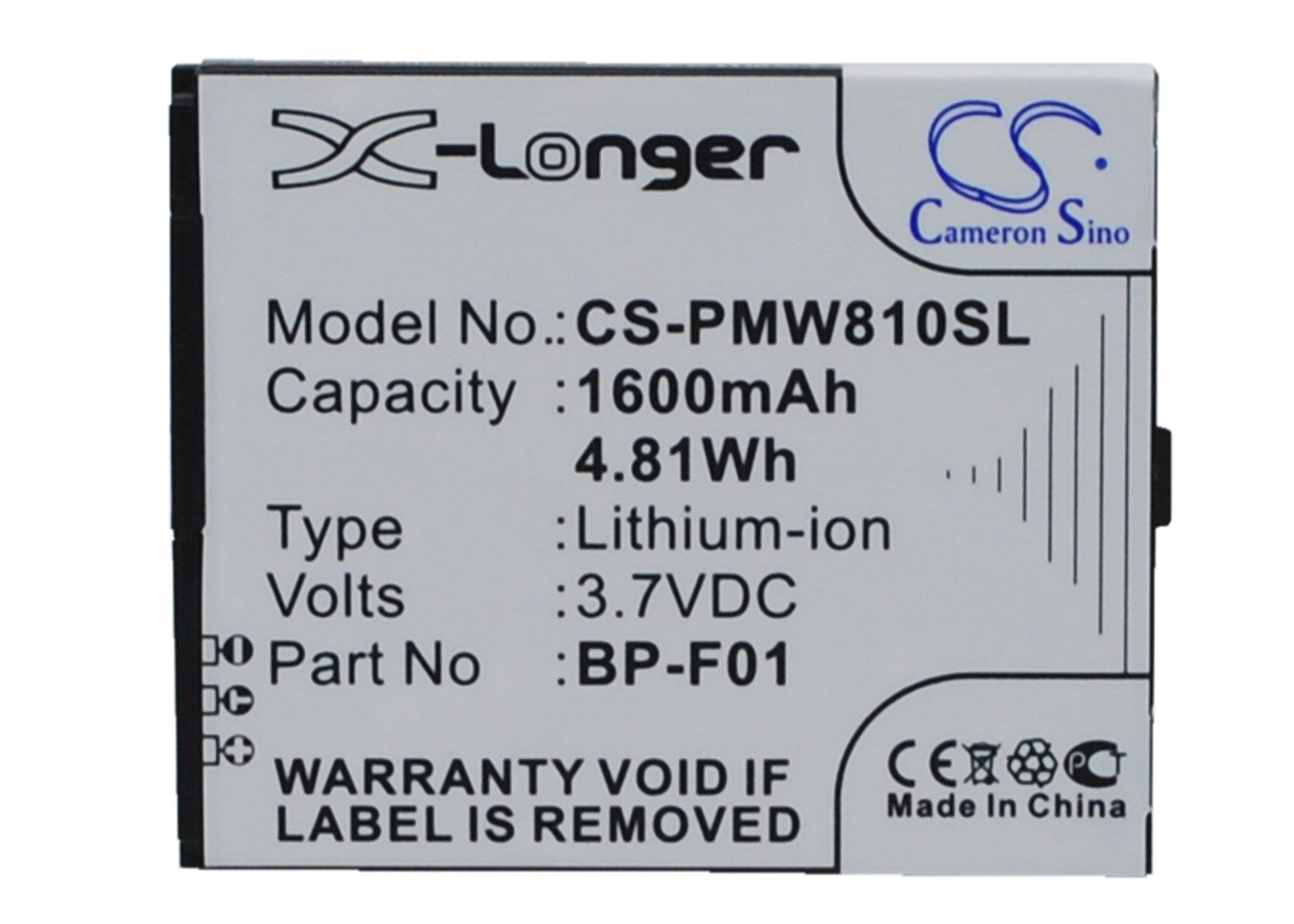 1300mAh Battery - CS-PMW810SL / Li-ion / Volts: 3.7