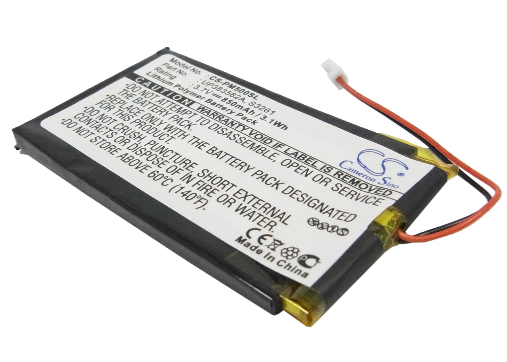 850mAh Battery - CS-PM500SL / Li-Polymer / Volts: 3.7