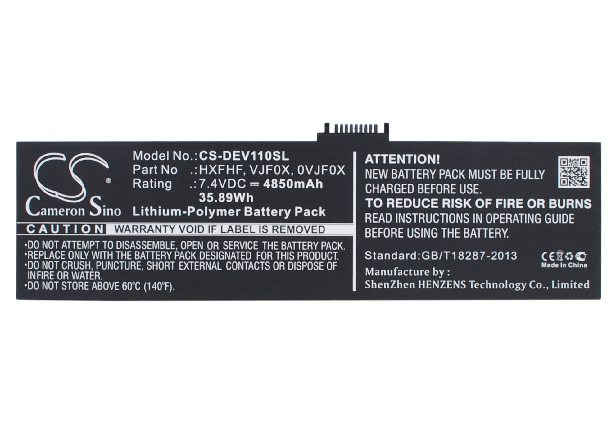 4850mAh Battery - CS-DEV110SL / Li-Polymer / Volts: 7.4