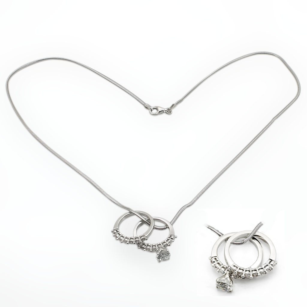 LOS144 - Rhodium 925 Sterling Silver Pendant with AAA Grade CZ in Clear