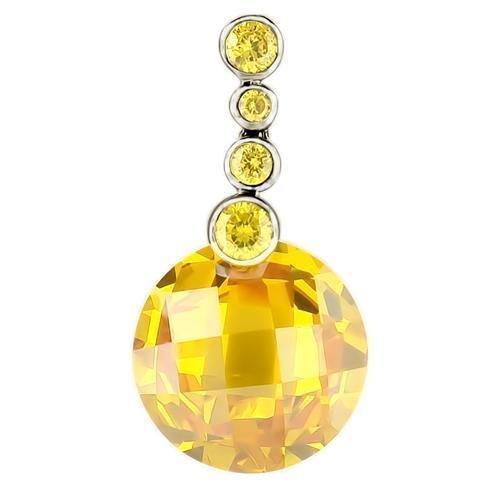 LOS239 - Rhodium 925 Sterling Silver Pendant with AAA Grade CZ in Topaz
