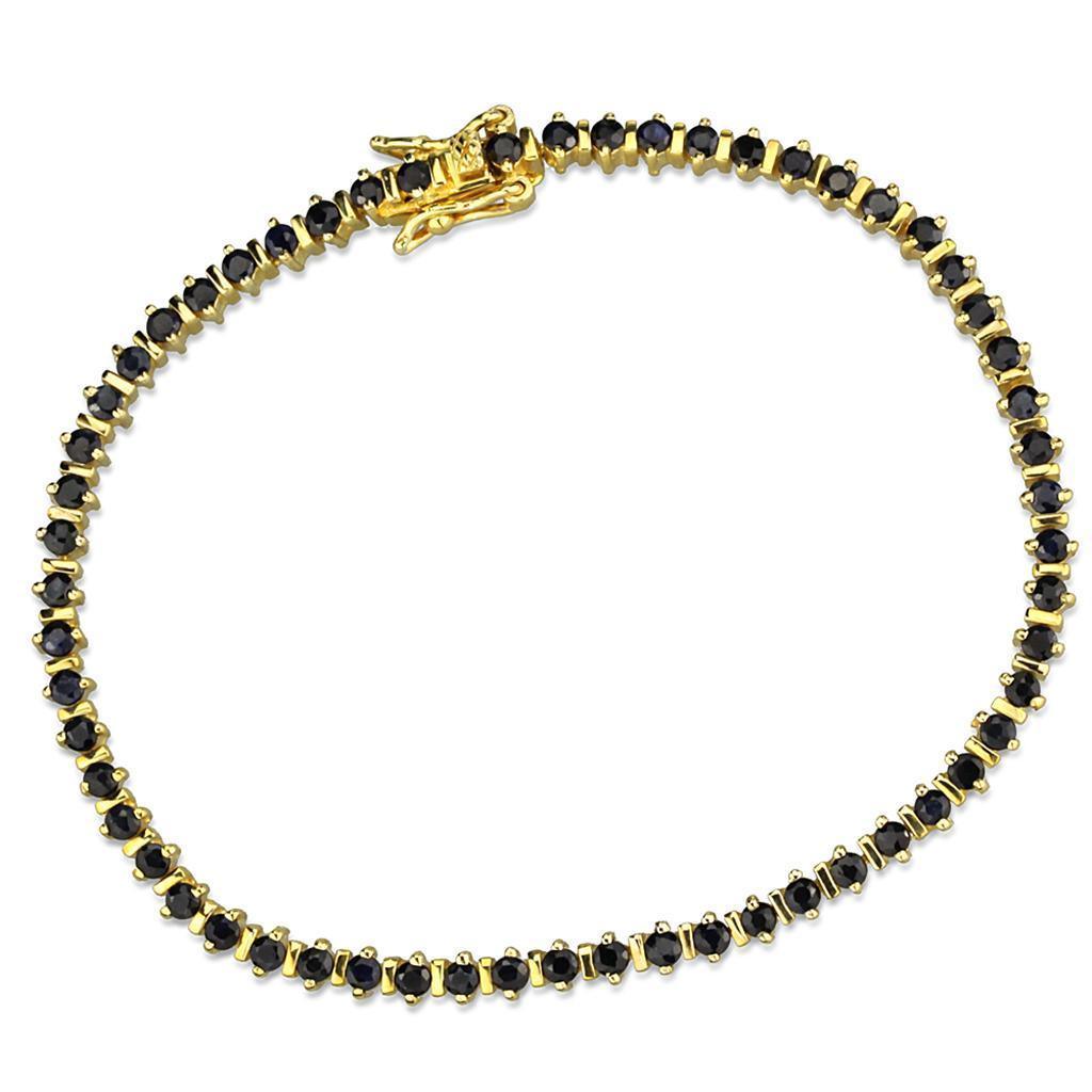 LOS838 - Gold 925 Sterling Silver Bracelet with AAA Grade CZ in Jet