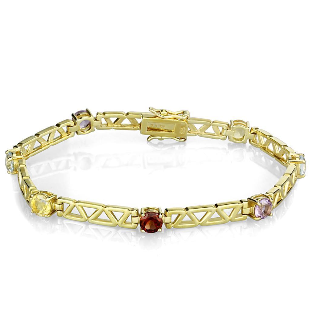 LOS840 - Gold 925 Sterling Silver Bracelet with AAA Grade CZ in Multi Color