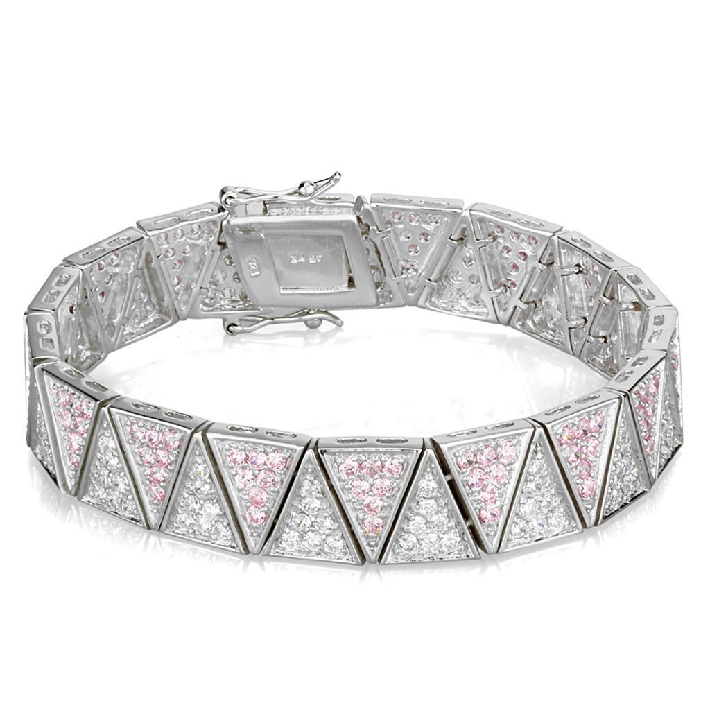 LOS845 - Rhodium 925 Sterling Silver Bracelet with AAA Grade CZ in Rose