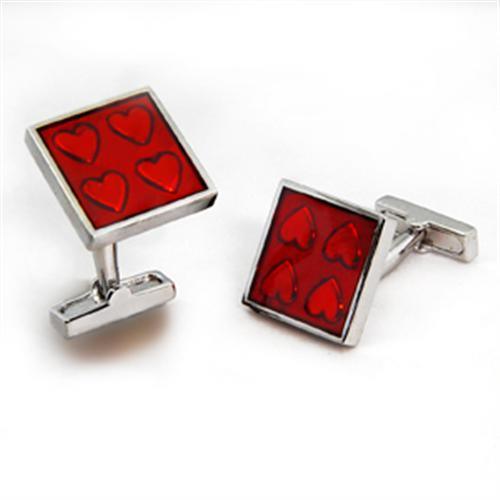 OT581 - Rhodium Brass Cufflink with Epoxy in Siam