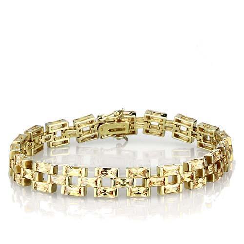 LOS601 - Gold 925 Sterling Silver Bracelet with AAA Grade CZ in Champagne