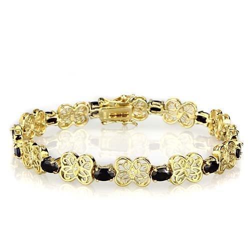 LOS602 - Gold 925 Sterling Silver Bracelet with AAA Grade CZ in Jet