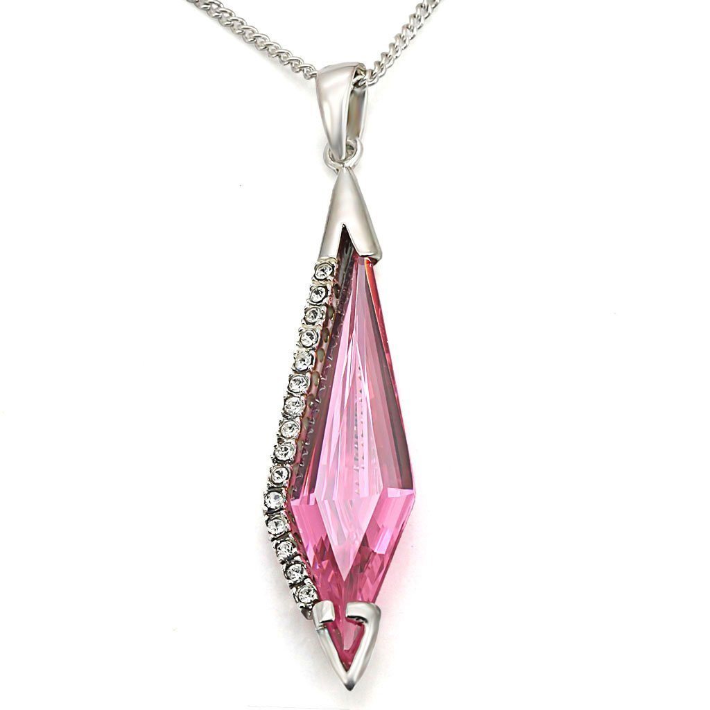 LOS473 - Silver 925 Sterling Silver Pendant with AAA Grade CZ in Rose