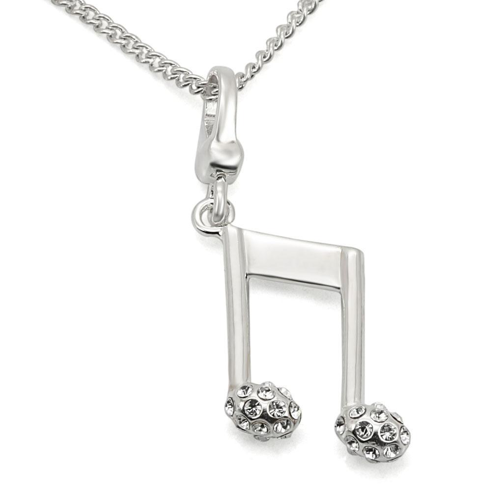 LOS443 - Silver 925 Sterling Silver Chain Pendant with Top Grade Crystal in Clear