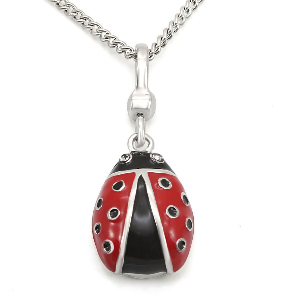 LOS438 - Silver 925 Sterling Silver Chain Pendant with Top Grade Crystal in Black Diamond
