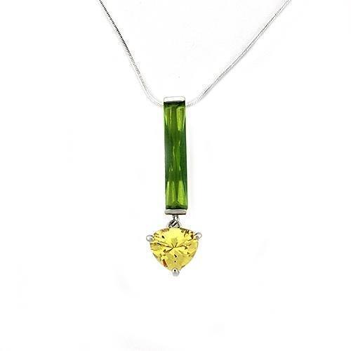 LOAS1324 - Rhodium 925 Sterling Silver Chain Pendant with AAA Grade CZ in Multi Color
