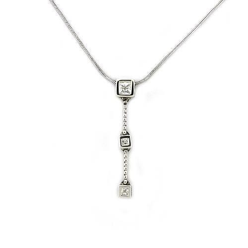 LOAS1314 - Rhodium 925 Sterling Silver Chain Pendant with AAA Grade CZ in Clear