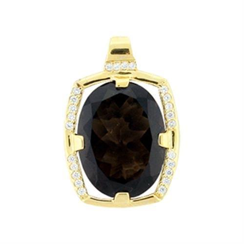 LOA373 - Gold 925 Sterling Silver Pendant with AAA Grade CZ in Smoky Topaz