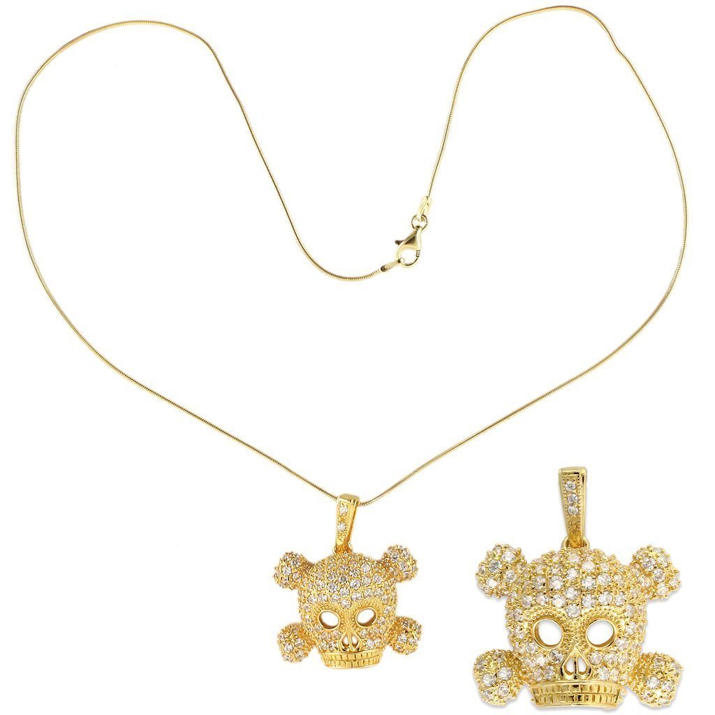 LOS383 - Gold 925 Sterling Silver Pendant with AAA Grade CZ in Clear
