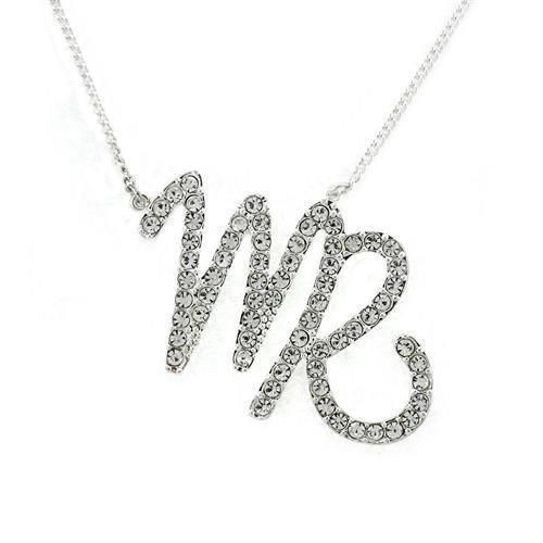 SNK03 - Silver Brass Chain Pendant with Top Grade Crystal in Clear