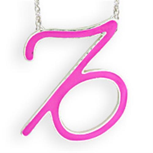 SNK04PINK - Silver Brass Chain Pendant with Epoxy in Rose