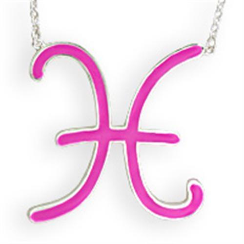 SNK02PINK - Silver Brass Chain Pendant with Epoxy in Rose
