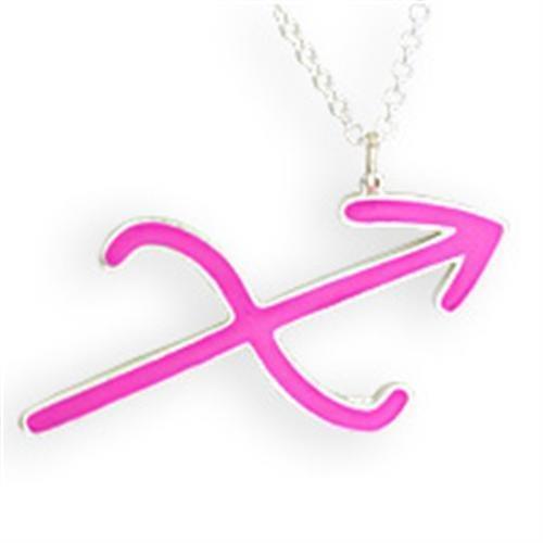 SNK11PINK - Silver Brass Chain Pendant with Epoxy in Rose