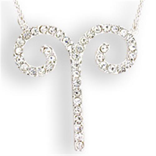 SNK08 - Silver Brass Chain Pendant with Top Grade Crystal in Clear
