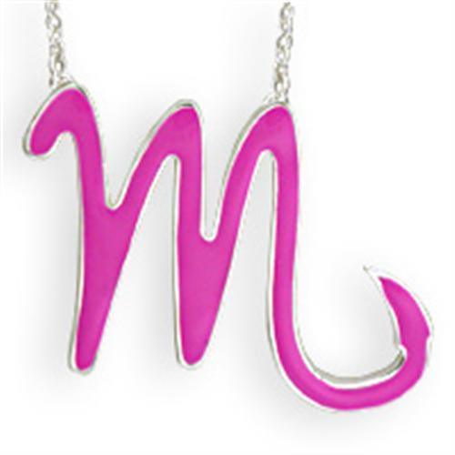 SNK07PINK - Silver Brass Chain Pendant with Epoxy in Rose