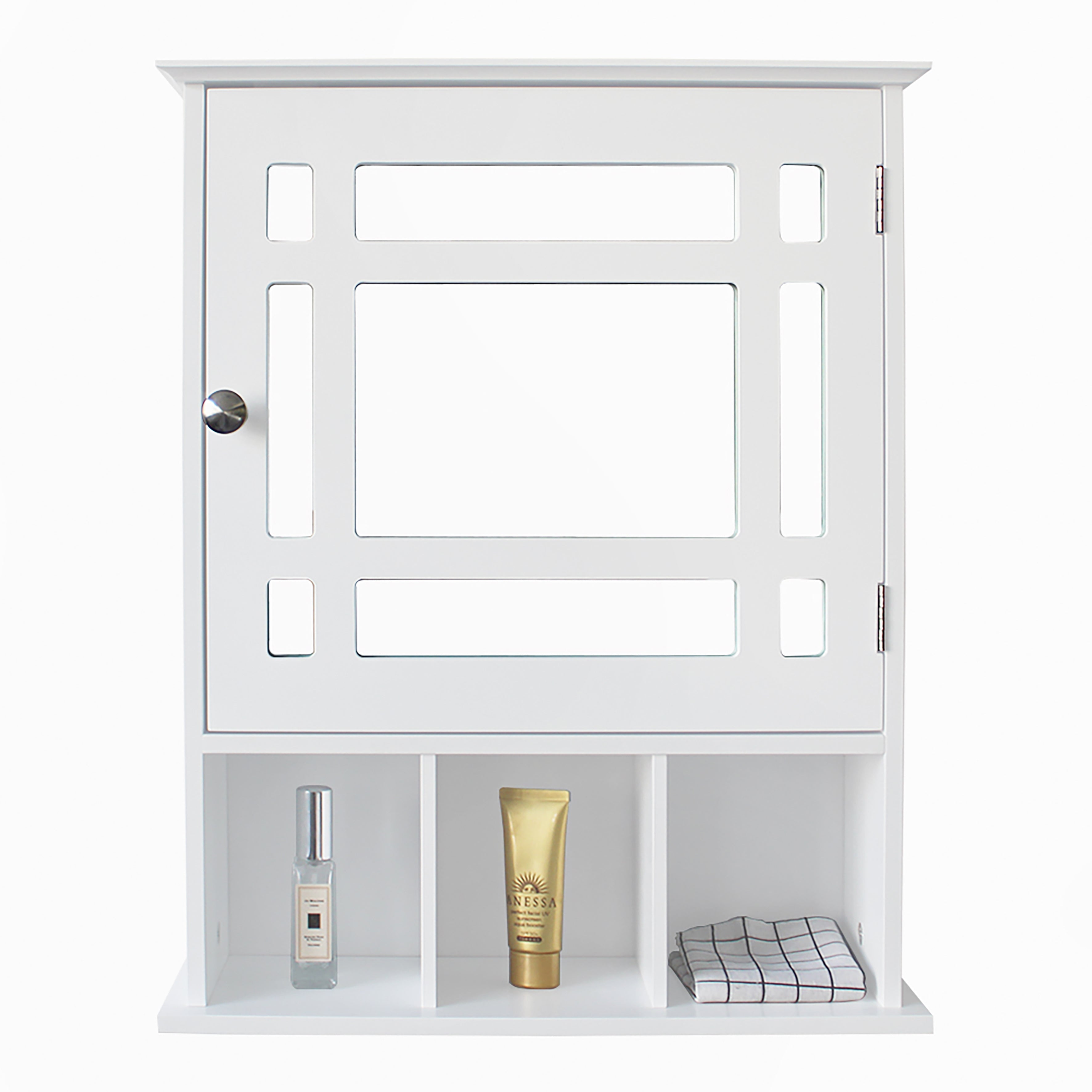 Free shipping Single Door Three Compartment Storage Bathroom Cabinet –White YJ