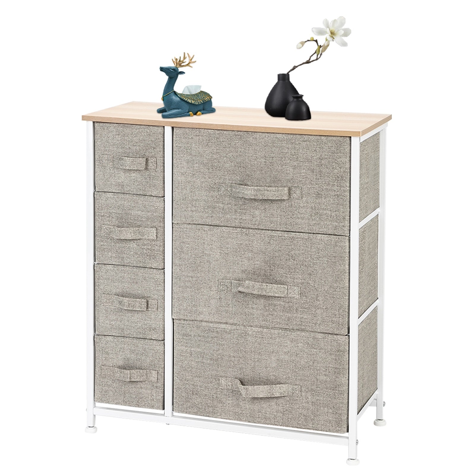 Dresser With 7 Drawers - Furniture Storage Tower Unit For Bedroom, Hallway, Closet, Office Organization - Steel Frame, Wood Top, Easy Pull Fabric Bins RT