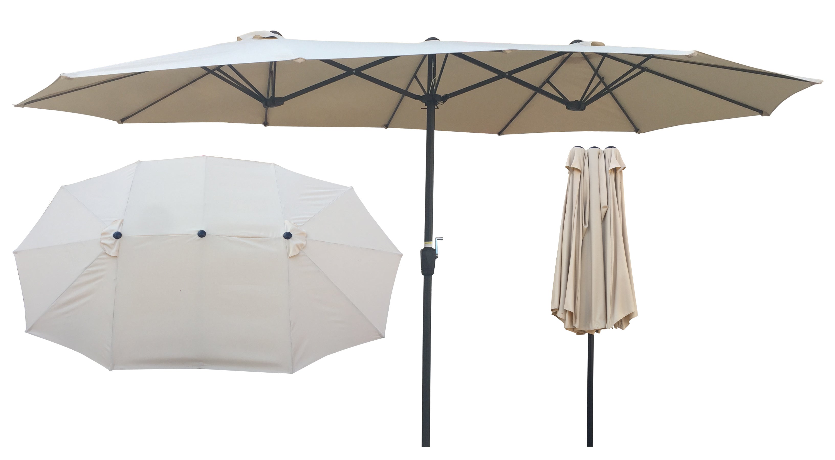 15x9Ft Double-Sided Patio Umbrella Outdoor Market Table Garden Extra Large Waterproof Twin Umbrellas with Crank and Wind Vents for Garden Deck Backyard Pool Shade Outside Deck Swimming Pool RT