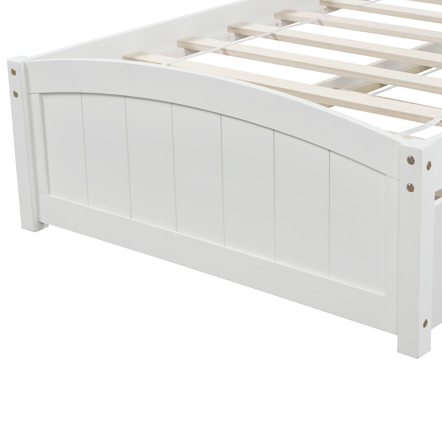 Twin size Platform Bed with Two Drawers; White