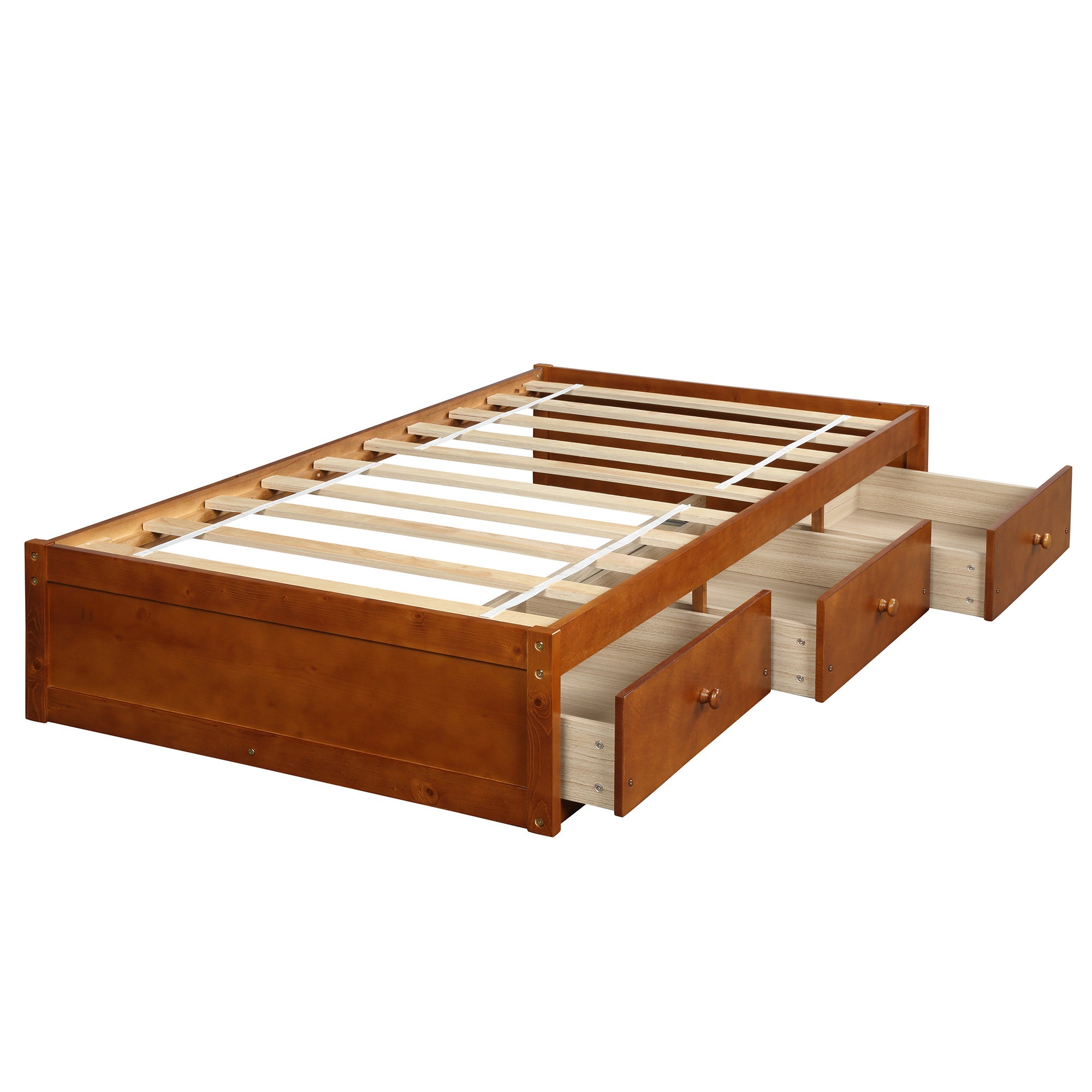 Orisfur. Twin Size Platform Storage Bed with 3 Drawers RT