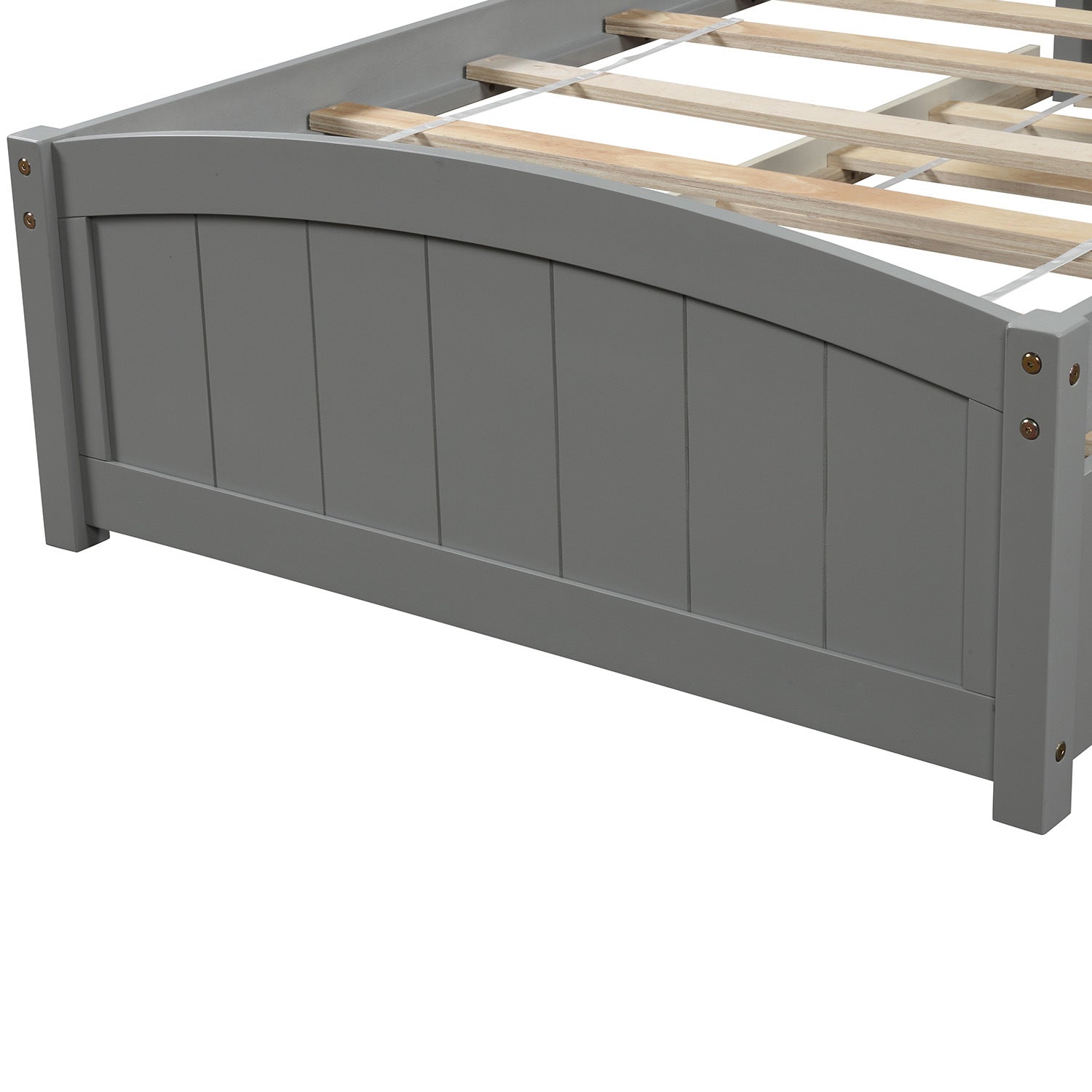 Twin size Platform Bed with Trundle; Gray