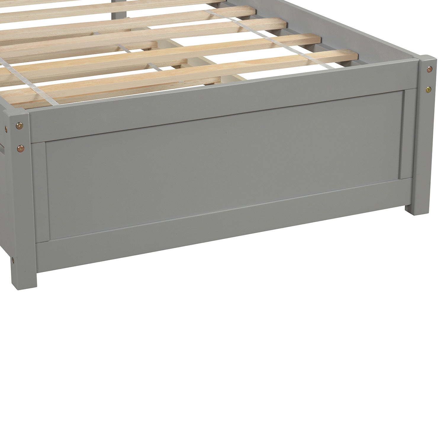 Twin size Platform Bed Wood Bed Frame with Trundle; Gray