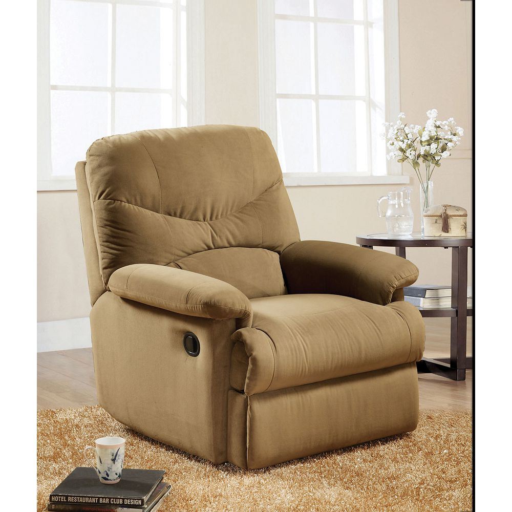 Arcadia Glider Recliner (Motion) in Light Brown Microfiber